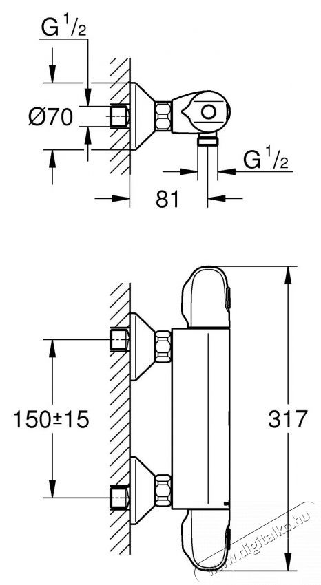 Grohe Grohtherm 1000 zuhanycsaptelep, szabad, termoszt&aacute;t, kr&oacute;m, 34814003 H&aacute;ztart&aacute;s / Otthon / K&uuml;lt&eacute;r - F&uuml;rdőszoba / wc - Kieg&eacute;sz&iacute;tő - 536668