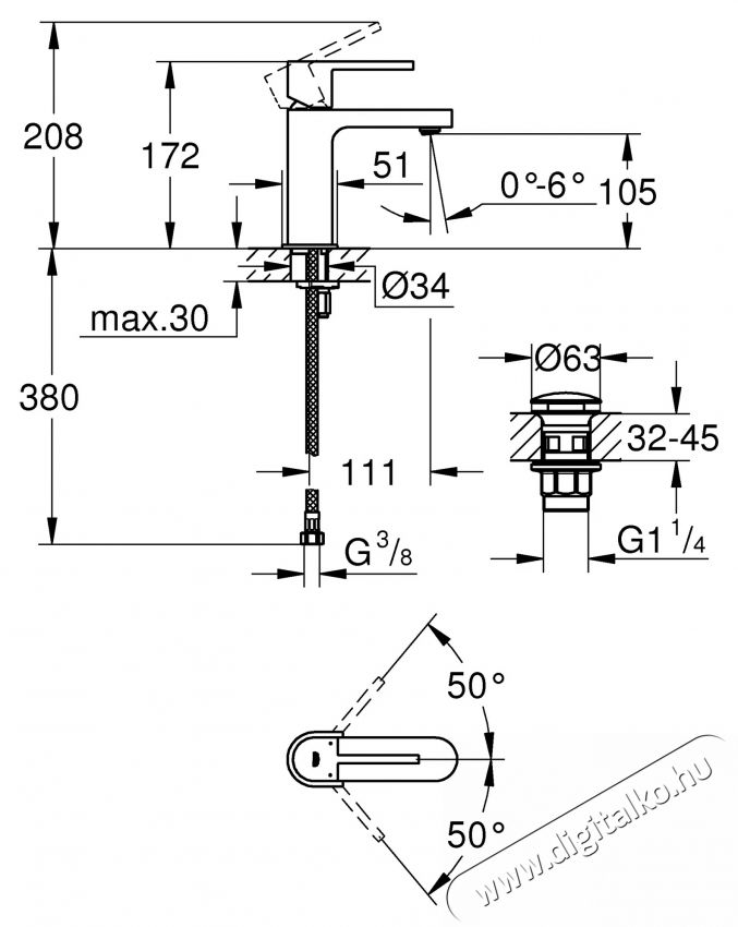 Grohe Plus 33163003 Csaptelep, 1/2 , S m&eacute;ret, egykaros, ker&aacute;miabet&eacute;t, gy&ouml;ngy&ouml;ztető, 1/4  push-up leeresztők&eacute;szlet, Kr&oacute;m Konyhai term&eacute;kek - Mosogat&oacute; - Mosogat&oacute; csaptelep - 536667