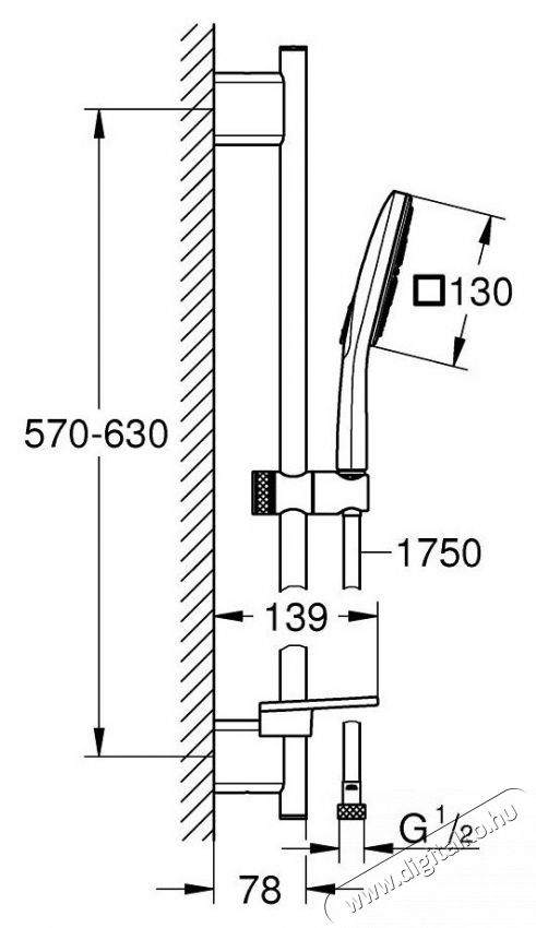 Grohe SmartActive Cube 130 zuhanyoszlop 26583000, 1/2 , 600 mm, 3 funkci&oacute;s, kr&oacute;m H&aacute;ztart&aacute;s / Otthon / K&uuml;lt&eacute;r - F&uuml;rdőszoba / wc - Zuhanyz&oacute; polcrendszer - 536686