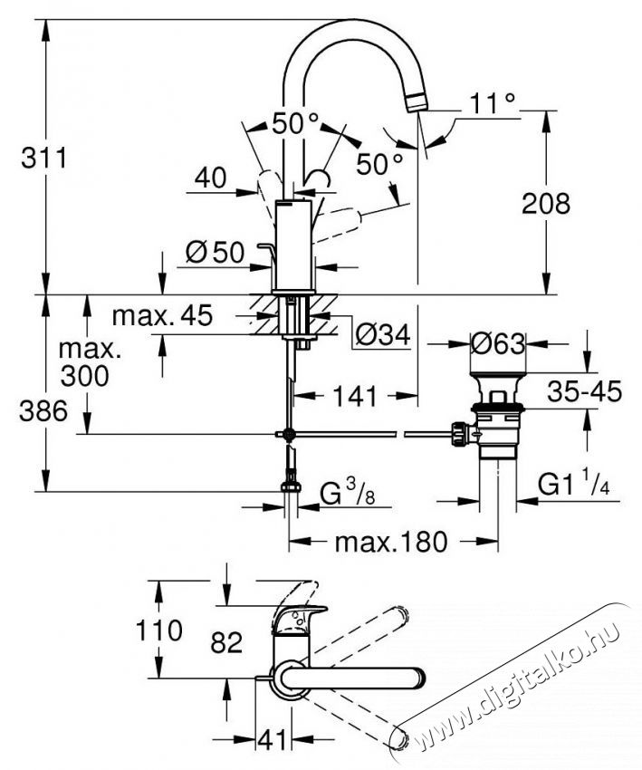Grohe Swift 24330001 mosd&oacute;csaptelep, L, 311 mm, forg&oacute;, szelep, kr&oacute;m H&aacute;ztart&aacute;s / Otthon / K&uuml;lt&eacute;r - F&uuml;rdőszoba / wc - Kieg&eacute;sz&iacute;tő - 536723