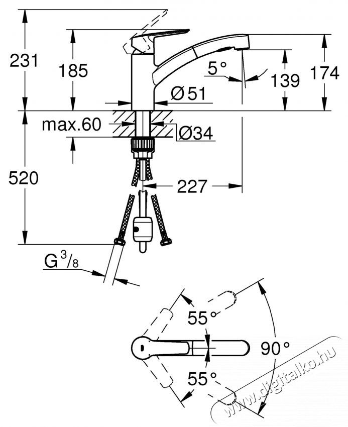 Grohe 303072431 Start Egykaros mosogat&oacute;csaptelep, Elford&iacute;that&oacute; kifoly&oacute;cső, Kih&uacute;zhat&oacute; zuhanyfej kifoly&aacute;s v&aacute;lt&oacute; funkci&oacute;val, Matt fekete H&aacute;ztart&aacute;s / Otthon / K&uuml;lt&eacute;r - F&uuml;rdőszoba / wc - Kieg&eacute;sz&iacute;tő - 536664