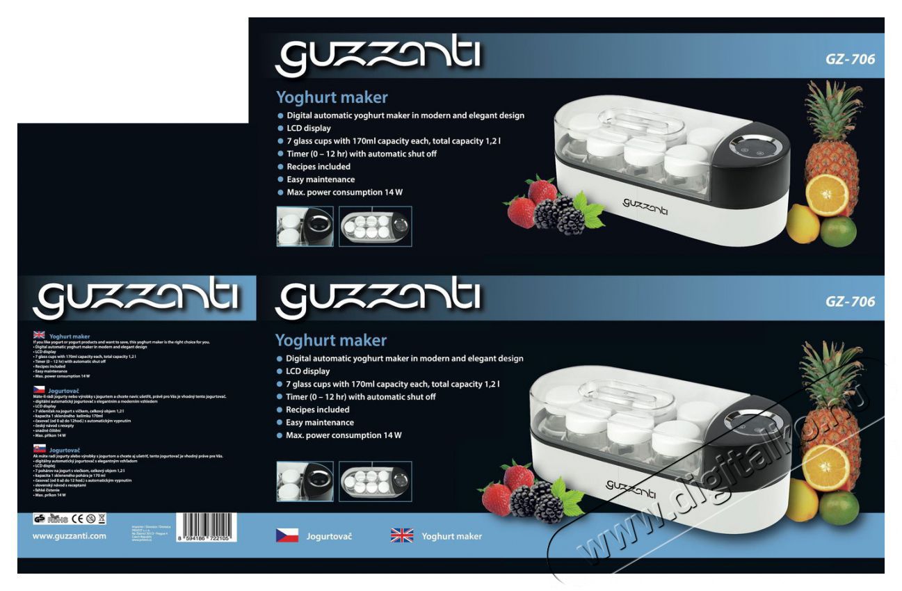 Guzzanti GZ 706 Joghurtk&eacute;sz&iacute;tő Konyhai term&eacute;kek - Konyhai kisg&eacute;p (s&uuml;t&eacute;s / főz&eacute;s / hűt&eacute;s / &eacute;telk&eacute;sz&iacute;t&eacute;s) - Fagylaltk&eacute;sz&iacute;tő g&eacute;p - 505083