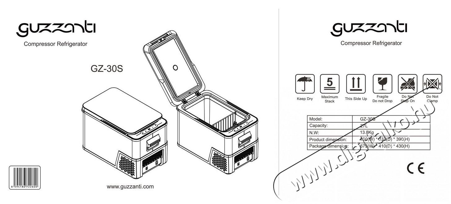 Guzzanti GZ 30S Konyhai term&eacute;kek - Hűtő, fagyaszt&oacute; (szabadon&aacute;ll&oacute;) - Hordozhat&oacute; hűtőt&aacute;ska - 522904