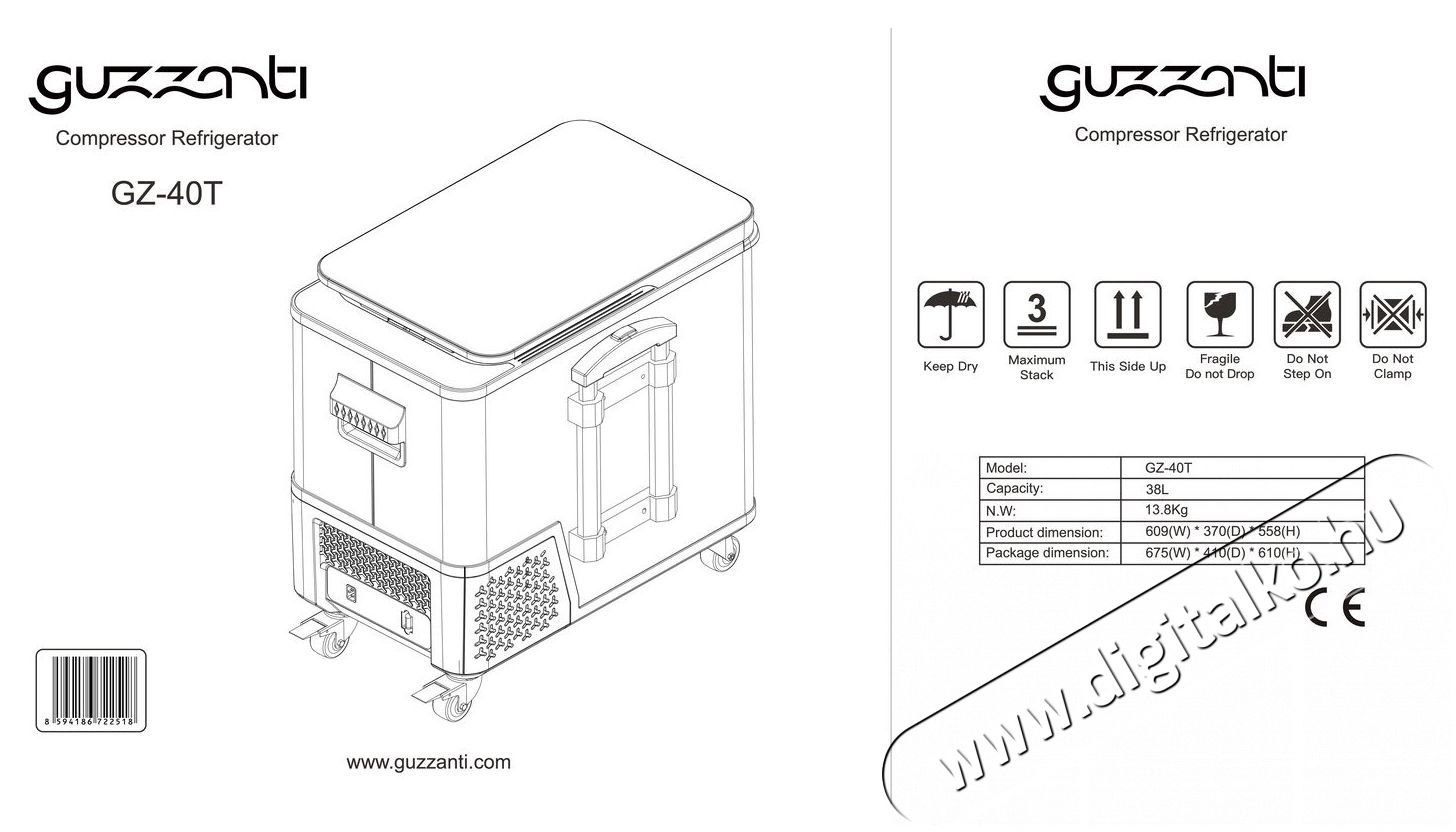 Guzzanti GZ 40T Konyhai term&eacute;kek - Hűtő, fagyaszt&oacute; (szabadon&aacute;ll&oacute;) - Hordozhat&oacute; hűtőt&aacute;ska - 522898