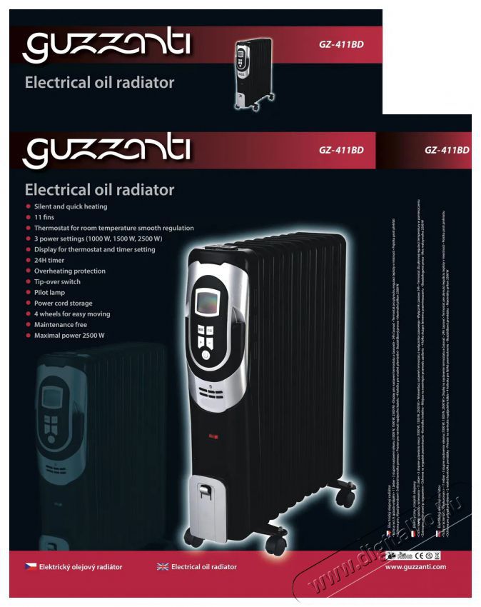 Guzzanti GZ 411BD Olajradi&aacute;tor H&aacute;ztart&aacute;s / Otthon / K&uuml;lt&eacute;r - Fűt&eacute;s - Olajradi&aacute;tor - 524843