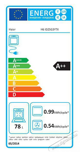 Haier H6 ID25G3YTX S&uuml;tő Konyhai term&eacute;kek - S&uuml;tő-főzőlap, tűzhely (be&eacute;p&iacute;thető) - S&uuml;tő (be&eacute;p&iacute;thető) - 500639