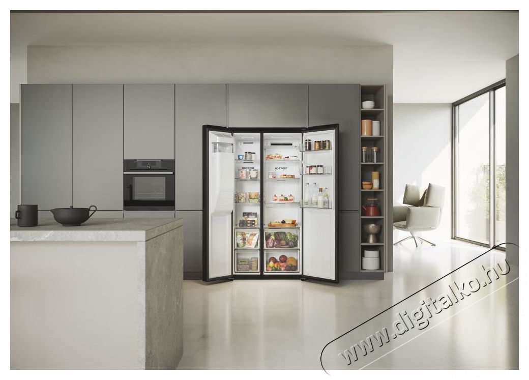 Haier HSR5918DIPB Side by Side hűtő Konyhai term&eacute;kek - Hűtő, fagyaszt&oacute; (szabadon&aacute;ll&oacute;) - Amerikai t&iacute;pus&uacute; Side By Side hűtő - 500619