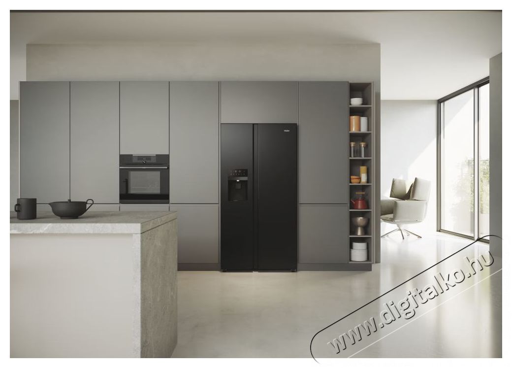 Haier HSR5918DIPB Side by Side hűtő Konyhai term&eacute;kek - Hűtő, fagyaszt&oacute; (szabadon&aacute;ll&oacute;) - Amerikai t&iacute;pus&uacute; Side By Side hűtő - 500619