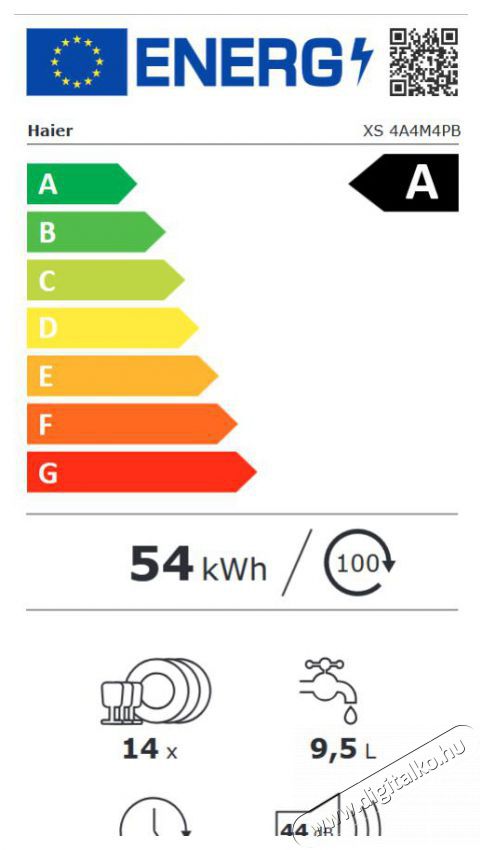 Haier XS 4A4M4PB Be&eacute;p&iacute;thető Mosogat&oacute;g&eacute;p Konyhai term&eacute;kek - Mosogat&oacute;g&eacute;p - Norm&aacute;l (60cm) be&eacute;p&iacute;thető mosogat&oacute;g&eacute;p - 500626