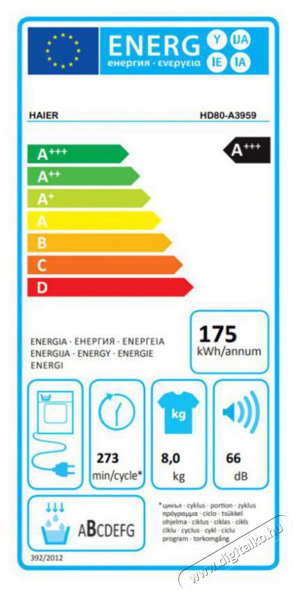 Haier HD80-A3959-S hőszivatty&uacute;s sz&aacute;r&iacute;t&oacute;g&eacute;p H&aacute;ztart&aacute;s / Otthon / K&uuml;lt&eacute;r - Mos&oacute;g&eacute;p / sz&aacute;r&iacute;t&oacute;g&eacute;p - Sz&aacute;r&iacute;t&oacute;g&eacute;p - 500764