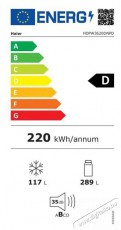 Haier HDPW3620DNPD k&eacute;tajt&oacute;s kombi hűtőszekr&eacute;ny (289 + 117 liter) Konyhai term&eacute;kek - Hűtő, fagyaszt&oacute; (szabadon&aacute;ll&oacute;) - Alulfagyaszt&oacute;s kombin&aacute;lt hűtő - 499856