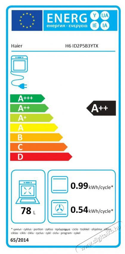 Haier H6 ID2P5B3YTX ID Series 2 Konyhai term&eacute;kek - S&uuml;tő-főzőlap, tűzhely (be&eacute;p&iacute;thető) - S&uuml;tő (be&eacute;p&iacute;thető) - 505746