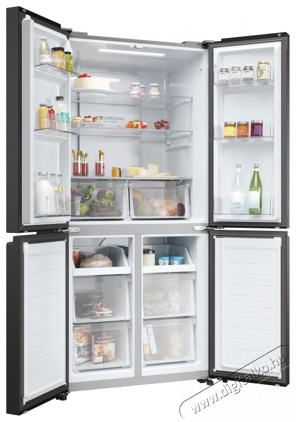 Haier HCR3818ENPT antracit, n&eacute;gyajt&oacute;s, Hűtő:311L, Fagyaszt&oacute;:156L, Total No frost hűtőszekr&eacute;ny Konyhai term&eacute;kek - Hűtő, fagyaszt&oacute; (szabadon&aacute;ll&oacute;) - Amerikai t&iacute;pus&uacute; Side By Side hűtő - 506324