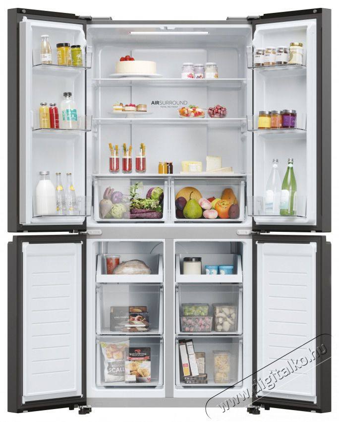 Haier HCR3818ENPT antracit, n&eacute;gyajt&oacute;s, Hűtő:311L, Fagyaszt&oacute;:156L, Total No frost hűtőszekr&eacute;ny Konyhai term&eacute;kek - Hűtő, fagyaszt&oacute; (szabadon&aacute;ll&oacute;) - Amerikai t&iacute;pus&uacute; Side By Side hűtő - 506324