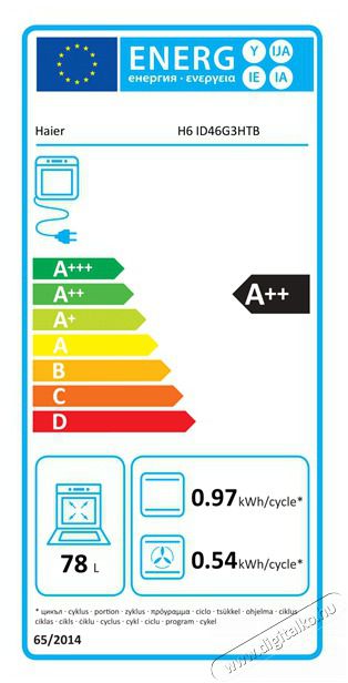 Haier H6 ID46G3HTB fekete, be&eacute;p&iacute;thető, s&uuml;tőt&eacute;r: 78L, s&uuml;tő Konyhai term&eacute;kek - S&uuml;tő-főzőlap, tűzhely (be&eacute;p&iacute;thető) - S&uuml;tő (be&eacute;p&iacute;thető) - 508291