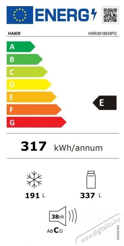 Haier HSR3918ENPG Side by Side hűtőszekr&eacute;ny, 528l, M:177 cm, Total No Frost, Multi air flow, Motor Inverter, LED kijelző, Super Cooling, Super Freezing, E energiaoszt&aacute;ly, Ez&uuml;st Konyhai term&eacute;kek - Hűtő, fagyaszt&oacute; (szabadon&aacute;ll&oacute;) - Amerikai t&iacute;pus&uacute; Side By Side hűtő - 535227