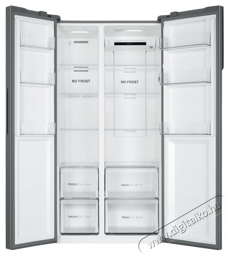 Haier HSR3918ENPG Side by Side hűtőszekr&eacute;ny, 528l, M:177 cm, Total No Frost, Multi air flow, Motor Inverter, LED kijelző, Super Cooling, Super Freezing, E energiaoszt&aacute;ly, Ez&uuml;st Konyhai term&eacute;kek - Hűtő, fagyaszt&oacute; (szabadon&aacute;ll&oacute;) - Amerikai t&iacute;pus&uacute; Side By Side hűtő - 535227