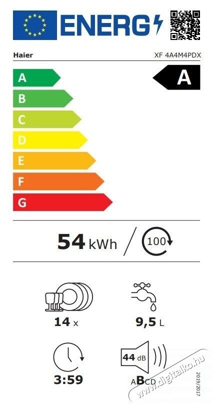 Haier XS 4A4M4PDX be&eacute;p&iacute;thető mosogat&oacute;g&eacute;p, 60 cm Konyhai term&eacute;kek - Mosogat&oacute;g&eacute;p - Norm&aacute;l (60cm) be&eacute;p&iacute;thető mosogat&oacute;g&eacute;p - 535226