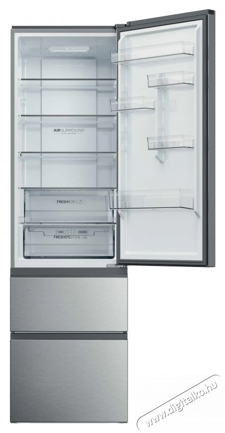 Haier HTR3620ENMG alulfagyaszt&oacute;s hűtőszekr&eacute;ny, 3 ajt&oacute;s Konyhai term&eacute;kek - Hűtő, fagyaszt&oacute; (szabadon&aacute;ll&oacute;) - Alulfagyaszt&oacute;s kombin&aacute;lt hűtő - 538114