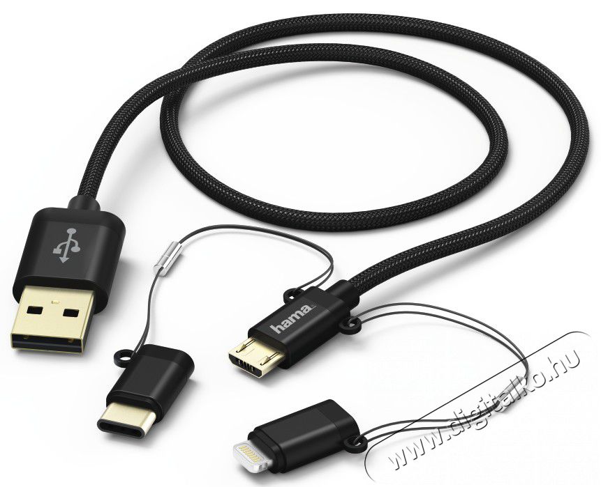 Hama 183348 3IN1 MICRO USB / TYPE-C / LIGHTNING adatk&aacute;bel - 1M Fot&oacute;-Vide&oacute; kieg&eacute;sz&iacute;tők - K&aacute;bel - USB k&aacute;bel - 365623