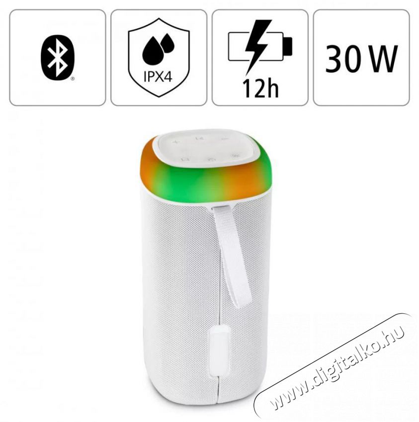 Hama BLUETOOTH HANGSZ&Oacute;R&Oacute; SHINE 2.0, 30W, RGB LED, FEH&Eacute;R (188229) Audio-Video / Hifi / Multim&eacute;dia - Hordozhat&oacute;, vezet&eacute;k n&eacute;lk&uuml;li / bluetooth hangsug&aacute;rz&oacute; - Hordozhat&oacute;, vezet&eacute;k n&eacute;lk&uuml;li / bluetooth hangsug&aacute;rz&oacute; - 399221