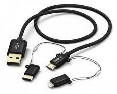 Hama 183348 3IN1 MICRO USB / TYPE-C / LIGHTNING adatk&aacute;bel - 1M Fot&oacute;-Vide&oacute; kieg&eacute;sz&iacute;tők - K&aacute;bel - USB k&aacute;bel - 365623