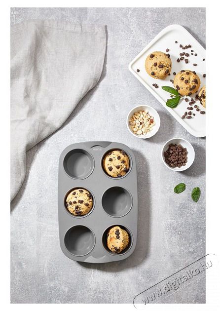 HANE IRIS szilikon muffin s&uuml;tőforma 6 darabhoz, sz&uuml;rke, fekete vagy piros sz&iacute;nű SL-3208 Konyhai term&eacute;kek - Ed&eacute;ny - S&uuml;tőtepsi / s&uuml;tőforma - 507692