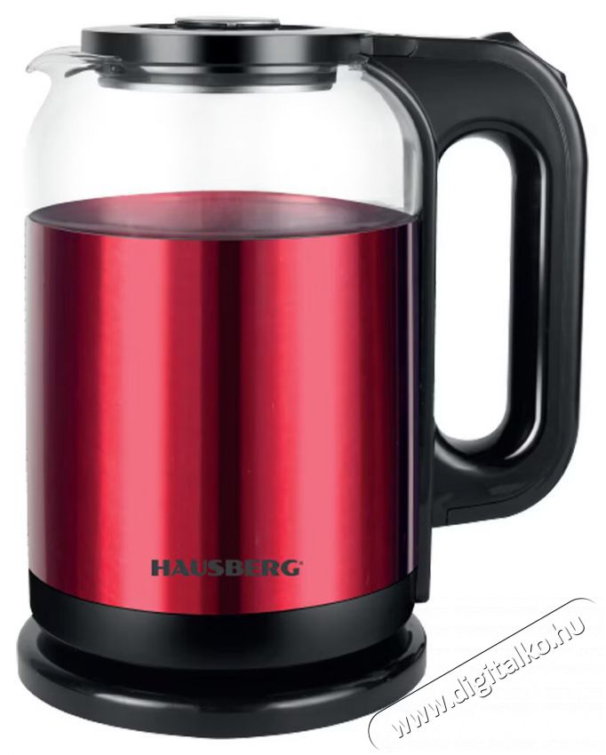 HAUSBERG HB-3622RS 1800W 2L-es piros-fekete elektromos v&iacute;zforral&oacute; Konyhai term&eacute;kek - V&iacute;zforral&oacute; / teafőző - 502203