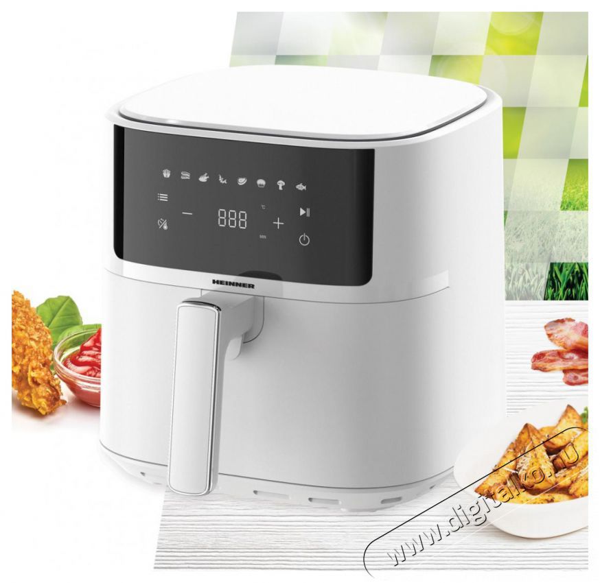 Heinner HAF-B6WH17SQ airfryer Konyhai term&eacute;kek - Konyhai kisg&eacute;p (s&uuml;t&eacute;s / főz&eacute;s / hűt&eacute;s / &eacute;telk&eacute;sz&iacute;t&eacute;s) - L&eacute;gkever&eacute;ses főzőg&eacute;p / elektromos kukta / multifunkci&oacute;s s&uuml;tő - 501327