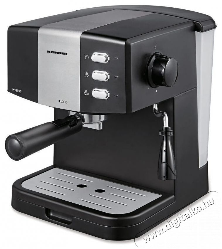 Heinner HEM-850BKSL eszpressz&oacute;g&eacute;p - fekete/ez&uuml;st Konyhai term&eacute;kek - K&aacute;v&eacute;főző / k&aacute;v&eacute;&ouml;rlő / kieg&eacute;sz&iacute;tő - Pressz&oacute; k&aacute;v&eacute;főző - 517626