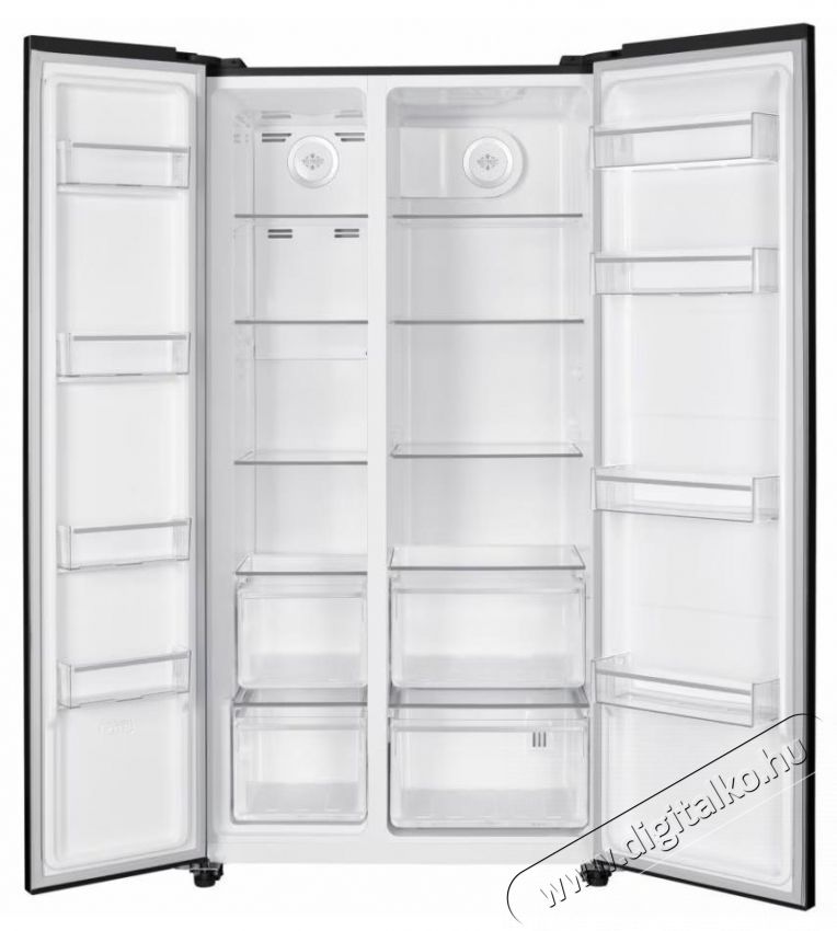 Heinner HSBS-H439NFBKWDE++ side by side hűtőszekr&eacute;ny, M:177cm, 436L, E energiaoszt&aacute;ly, fekete Konyhai term&eacute;kek - Hűtő, fagyaszt&oacute; (szabadon&aacute;ll&oacute;) - Amerikai t&iacute;pus&uacute; Side By Side hűtő - 535264