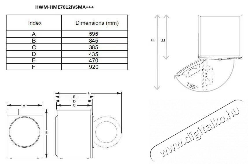 Heinner HWM-HME7012IVSMA+++ mos&oacute;g&eacute;p H&aacute;ztart&aacute;s / Otthon / K&uuml;lt&eacute;r - Mos&oacute;g&eacute;p / sz&aacute;r&iacute;t&oacute;g&eacute;p - El&ouml;lt&ouml;ltős mos&oacute;g&eacute;p (be&eacute;p&iacute;thető) - 535279