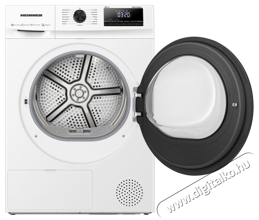 Heinner HHPD-H90FRA++ hőszivatty&uacute;s sz&aacute;r&iacute;t&oacute;g&eacute;p, 9 kg, 15 program, D oszt&aacute;ly, LED kijelző, Power AirFlow, feh&eacute;r H&aacute;ztart&aacute;s / Otthon / K&uuml;lt&eacute;r - Mos&oacute;g&eacute;p / sz&aacute;r&iacute;t&oacute;g&eacute;p - Sz&aacute;r&iacute;t&oacute;g&eacute;p - 536841