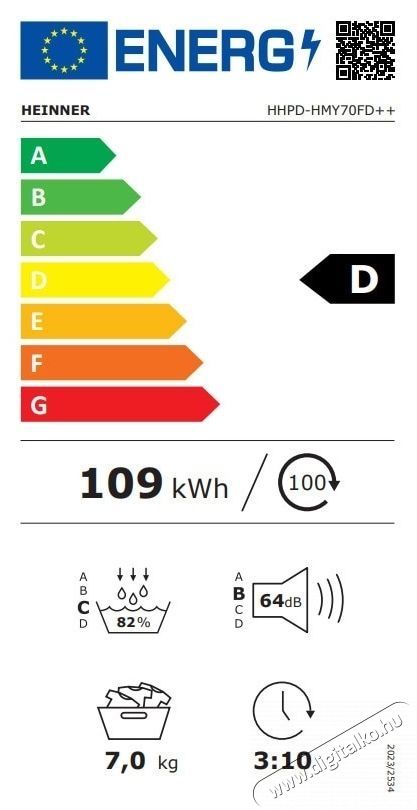 Heinner NER HHPD-HMY70FD++ hőszivatty&uacute;s sz&aacute;r&iacute;t&oacute;g&eacute;p, 7 kg terhelhetős&eacute;g, D energiaoszt&aacute;ly, feh&eacute;r H&aacute;ztart&aacute;s / Otthon / K&uuml;lt&eacute;r - Mos&oacute;g&eacute;p / sz&aacute;r&iacute;t&oacute;g&eacute;p - Sz&aacute;r&iacute;t&oacute;g&eacute;p - 536840