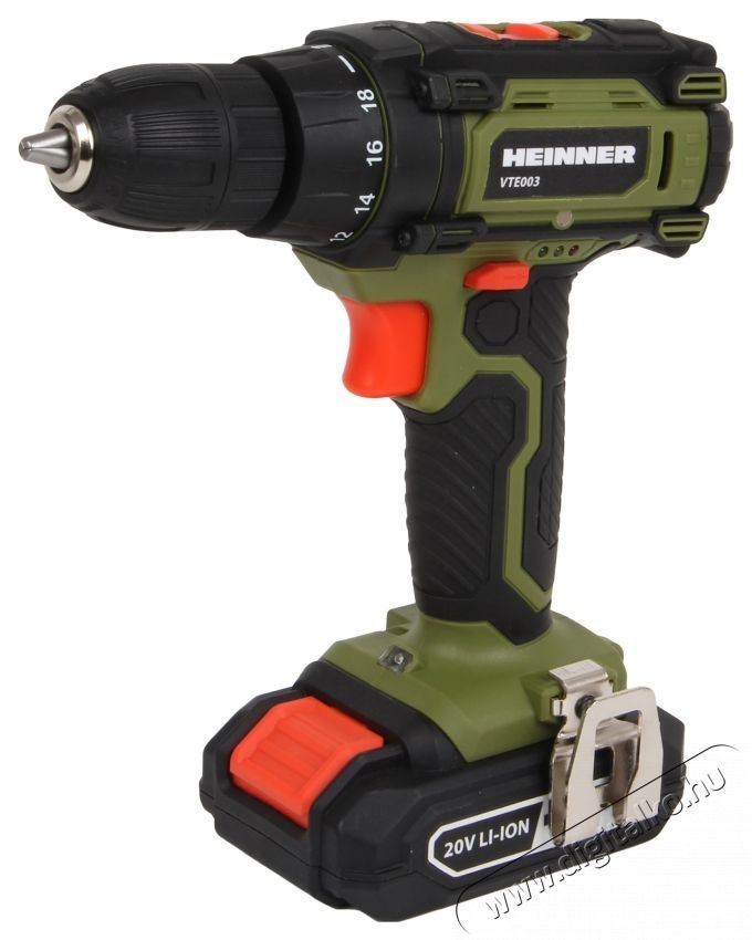 Heinner VTE003 akkus f&uacute;r&oacute; &eacute;s csavaroz&oacute;, 20 V, 1500 RPM, 30 Nm, 18+1 fesz&uuml;lts&eacute;gszint, akkumul&aacute;tor, t&ouml;ltő H&aacute;ztart&aacute;s / Otthon / K&uuml;lt&eacute;r - Szersz&aacute;m - Akkumul&aacute;toros csavarh&uacute;z&oacute; - 536825