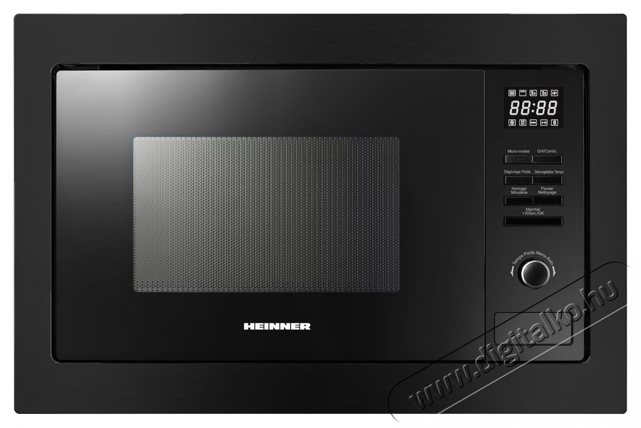 Heinner HMW-MDBI25GDBK be&eacute;p&iacute;thető mikrohull&aacute;m&uacute; s&uuml;tő, 25L, digit&aacute;lis vez&eacute;rl&eacute;s, 900W, grillteljes&iacute;tm&eacute;ny 1000W, LED kijelző, fekete Konyhai term&eacute;kek - Mikrohull&aacute;m&uacute; s&uuml;tő - Mikrohull&aacute;m&uacute; s&uuml;tő (be&eacute;p&iacute;thető) - 540016
