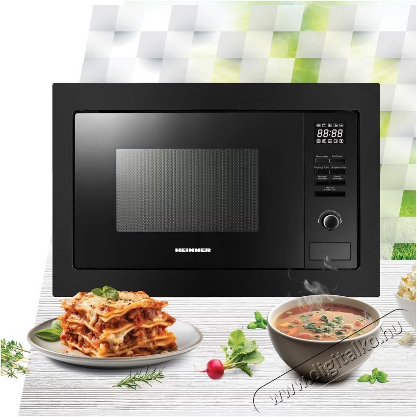 Heinner HMW-MDBI25GDBK be&eacute;p&iacute;thető mikrohull&aacute;m&uacute; s&uuml;tő, 25L, digit&aacute;lis vez&eacute;rl&eacute;s, 900W, grillteljes&iacute;tm&eacute;ny 1000W, LED kijelző, fekete Konyhai term&eacute;kek - Mikrohull&aacute;m&uacute; s&uuml;tő - Mikrohull&aacute;m&uacute; s&uuml;tő (be&eacute;p&iacute;thető) - 540016