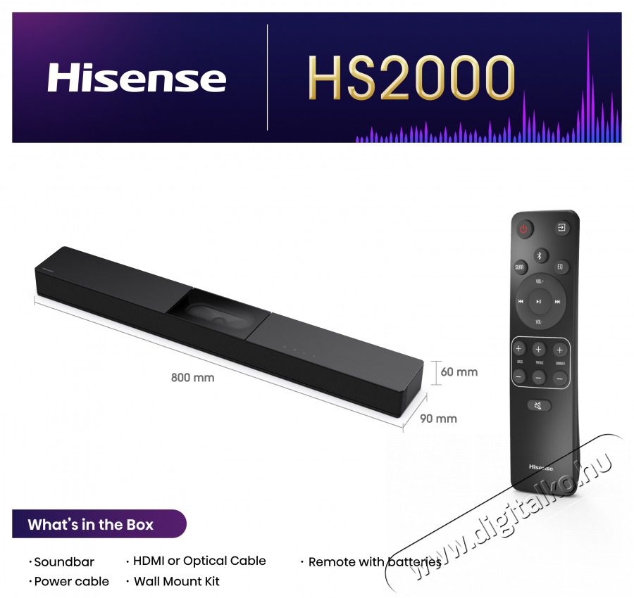 Hisense HS2000 HANGPROJEKTOR Audio-Video / Hifi / Multim&eacute;dia - Hangprojektor / soundbar - M&eacute;lyl&aacute;da n&eacute;lk&uuml;l - 506560