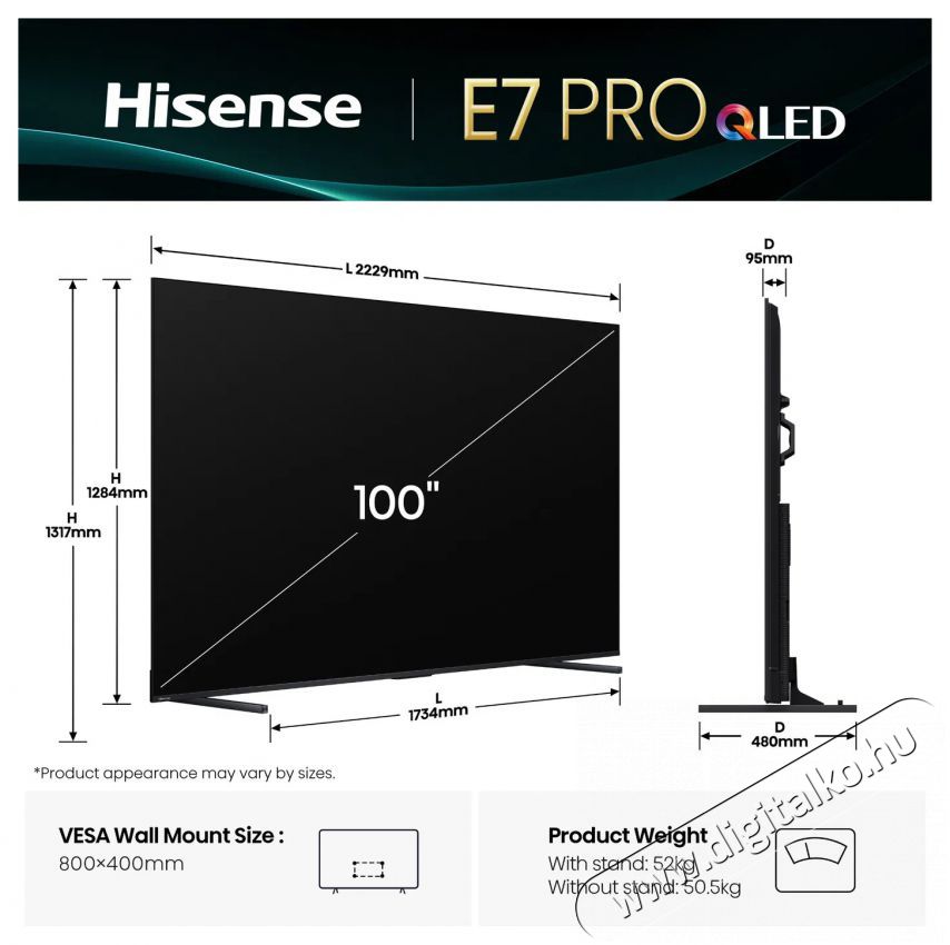 Hisense 100E7Q PRO Telev&iacute;zi&oacute;k - LED telev&iacute;zi&oacute; - UHD 4K felbont&aacute;s&uacute; - 505875