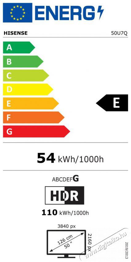 Hisense 50U7Q Telev&iacute;zi&oacute;k - LED telev&iacute;zi&oacute; - UHD 4K felbont&aacute;s&uacute; - 505845