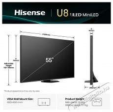 Hisense 55U8Q Telev&iacute;zi&oacute;k - LED telev&iacute;zi&oacute; - UHD 4K felbont&aacute;s&uacute; - 505867