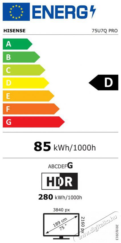 Hisense 75U7Q PRO Telev&iacute;zi&oacute;k - LED telev&iacute;zi&oacute; - UHD 4K felbont&aacute;s&uacute; - 505849