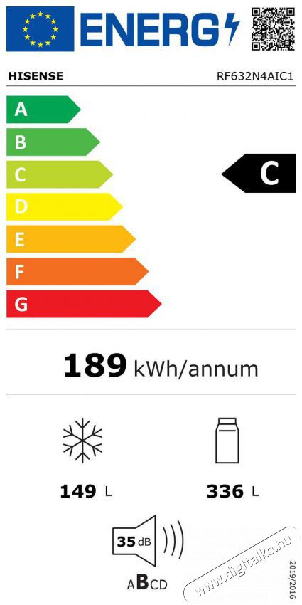 Hisense RF632N4AIC1 Konyhai term&eacute;kek - Hűtő, fagyaszt&oacute; (szabadon&aacute;ll&oacute;) - Amerikai t&iacute;pus&uacute; Side By Side hűtő - 509468