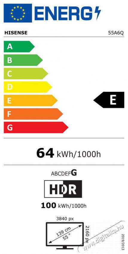 Hisense 55A6Q Telev&iacute;zi&oacute;k - LED telev&iacute;zi&oacute; - UHD 4K felbont&aacute;s&uacute; - 511963