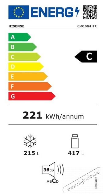 Hisense RS818N4TFC fekete, Side-by-Side, Hűtő:417L, Fagyaszt&oacute;:215L, Total No frost hűtőszekr&eacute;ny Konyhai term&eacute;kek - Hűtő, fagyaszt&oacute; (szabadon&aacute;ll&oacute;) - Amerikai t&iacute;pus&uacute; Side By Side hűtő - 514005