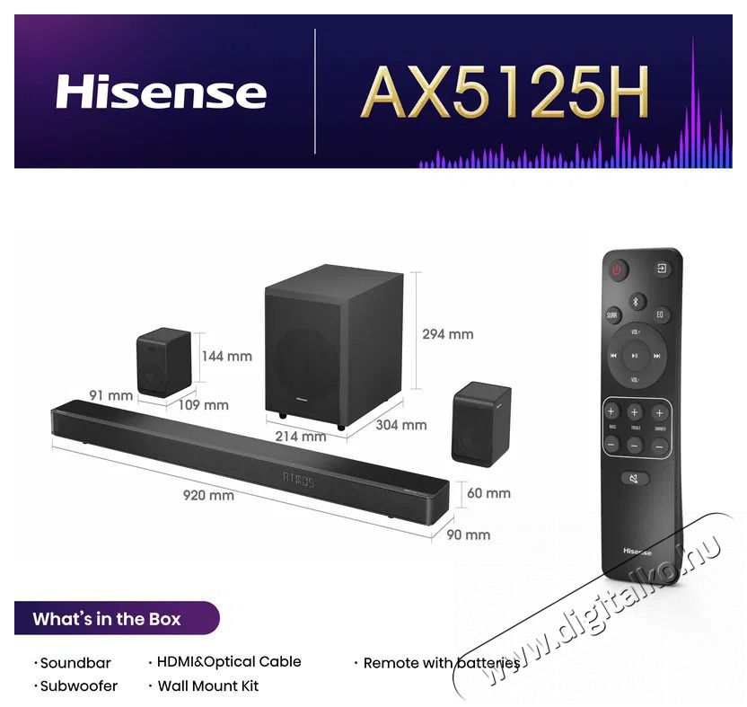 Hisense AX5125H Audio-Video / Hifi / Multim&eacute;dia - Hangprojektor / soundbar - M&eacute;lyl&aacute;d&aacute;val - 522949