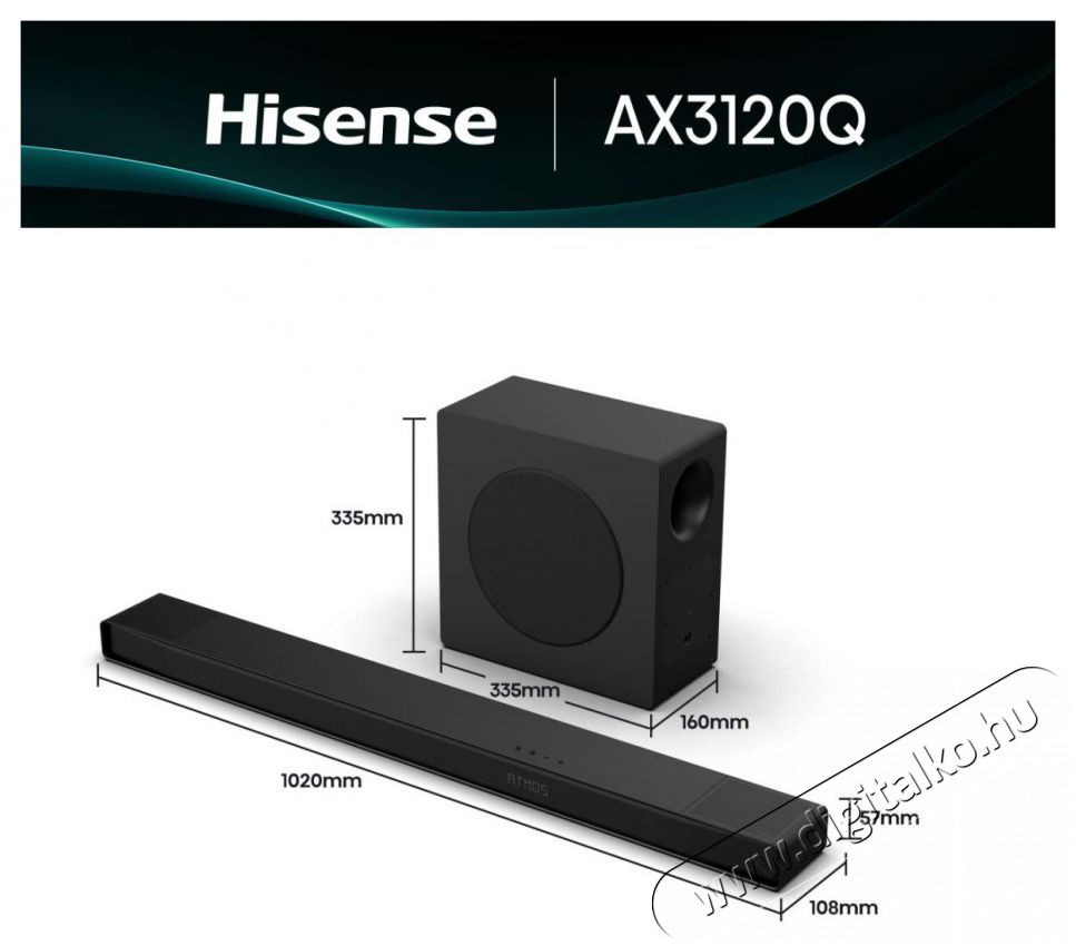 Hisense AX3120Q hangprojektor Audio-Video / Hifi / Multim&eacute;dia - Hangprojektor / soundbar - M&eacute;lyl&aacute;d&aacute;val - 530514