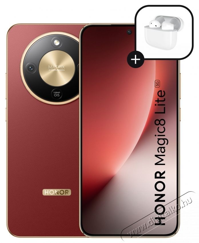 Honor Magic 8 Lite mobiltelefon, Dual SIM, 8GB RAM, 512GB, Reddish Brown - Honor Choice Earbuds X7e Active fejhallgat&oacute; mell&eacute;kelve Mobil / Kommunik&aacute;ci&oacute; / Smart - Okostelefon - Android - 536881