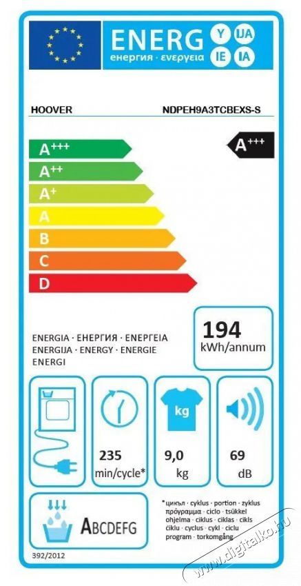 Hoover NDPEH9A3TCBEXS-S H&aacute;ztart&aacute;s / Otthon / K&uuml;lt&eacute;r - Mos&oacute;g&eacute;p / sz&aacute;r&iacute;t&oacute;g&eacute;p - Sz&aacute;r&iacute;t&oacute;g&eacute;p - 504500