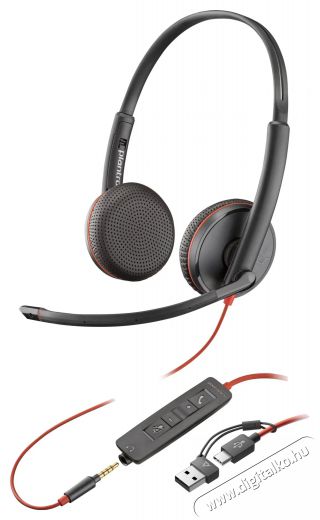 HP Poly Blackwire 3225 Stereo USB-C, 3,5mm, USB-C/A adapter (Bulk) Audio-Video / Hifi / Multim&eacute;dia - F&uuml;l &eacute;s Fejhallgat&oacute;k - Fejhallgat&oacute; mikrofonnal / headset - 518756